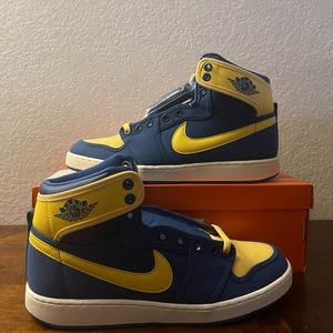 Air Jordan 1 KO High Laney Blue Yellow Lifestyle Casual Shoes DO5047-407 Sz 9